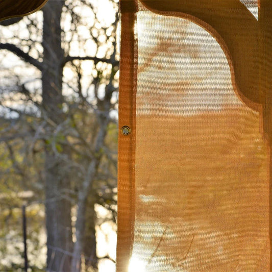 Tan Mesh Tarps.