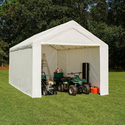 Enclosed Tarp Canopy 12' x 20'.