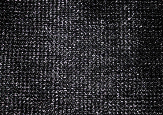 Black 16' x 20' 86% super shade mesh tarp displaying dense knit pattern texture