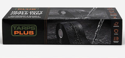 Black 7' x 3" heavy duty tarp zipper kit displayed in retail package front view