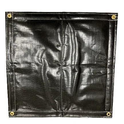 Black insulated poly tarp 12' x 40' providing large area thermal cover protection for outdoor environments