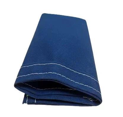 Blue 8' x 10' folded polyester waterproof canvas tarp designed for rain resistant coverage