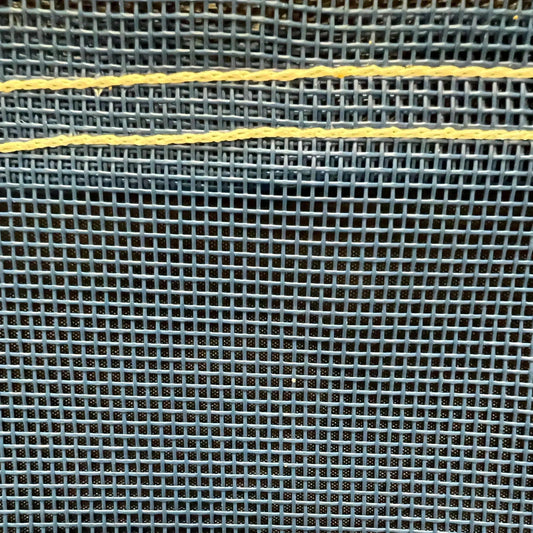 Blue 10' x 16' vinyl mesh tarp featuring flexible mesh fabric and secure stitching