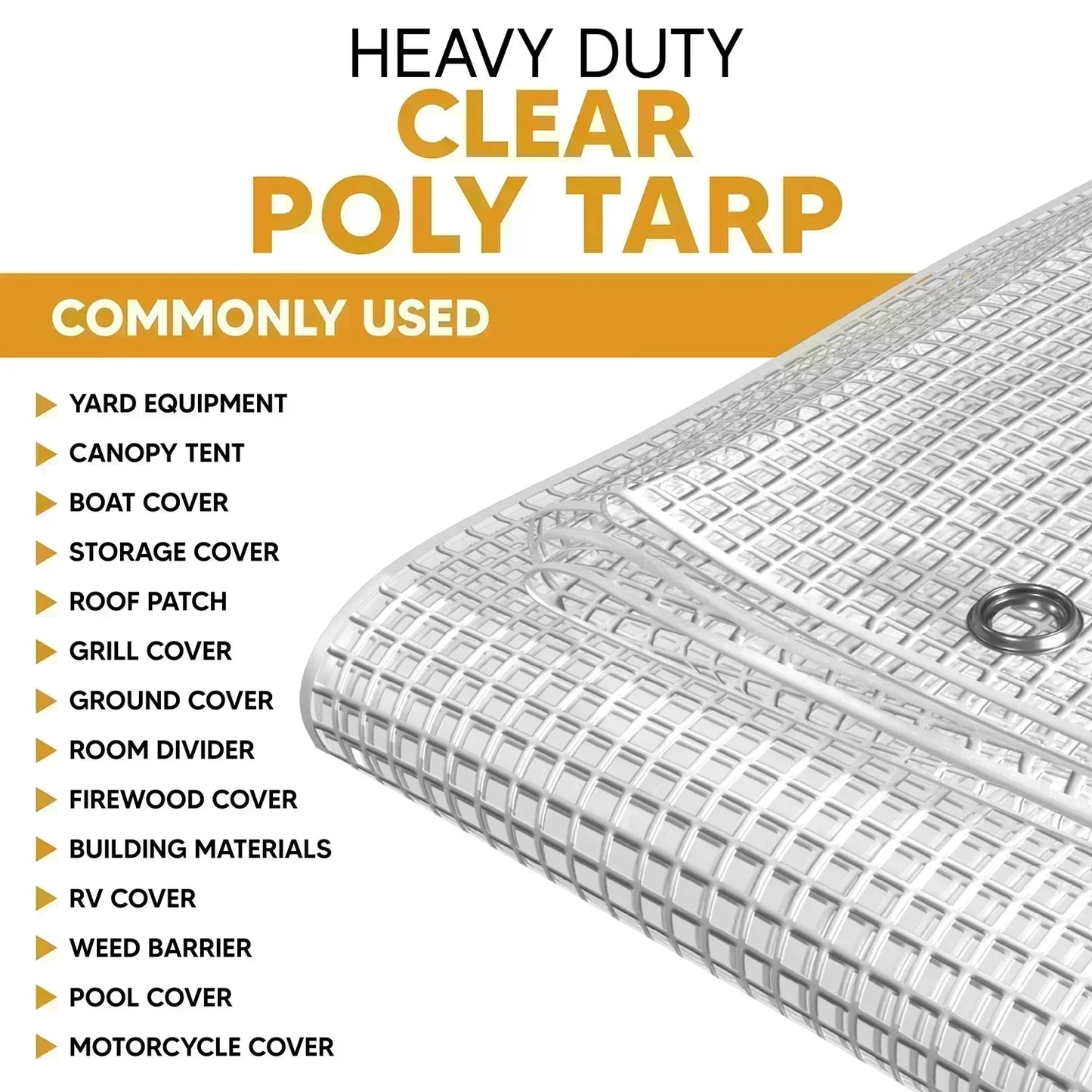 Clear 16' x 20' heavy duty clear tarps built for extensive weather defense applications