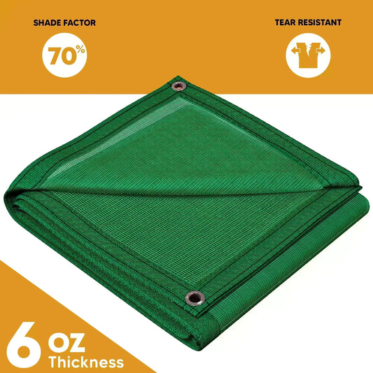 Green 6' x 8' mesh tarp featuring layered mesh fabric construction