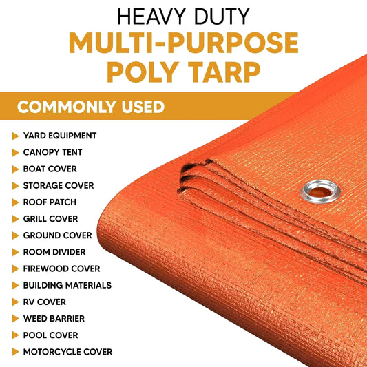 Folded Orange 16' x 20' sunrise layer tarp prepared for temporary shielding applications
