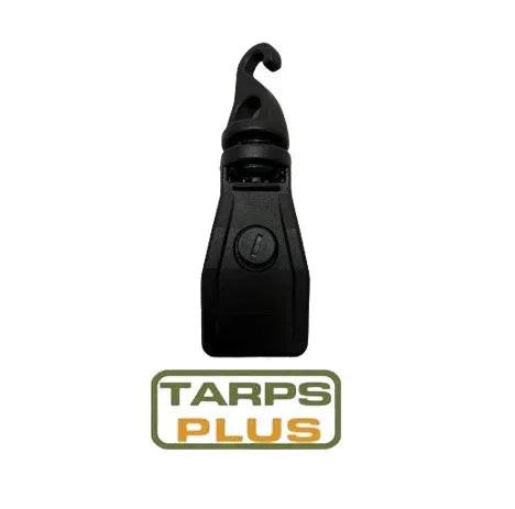 Swivel tarp clip 4 pack showing locking clip profile and hook design