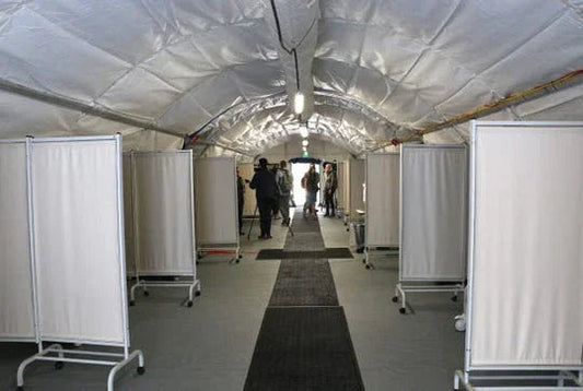 White Poly Tarps in High Demand for Temporary Room Dividers.