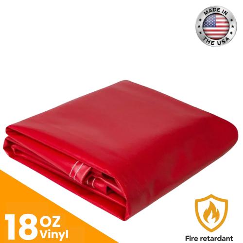 18 oz. Flame Retardant Vinyl Tarp - Red.