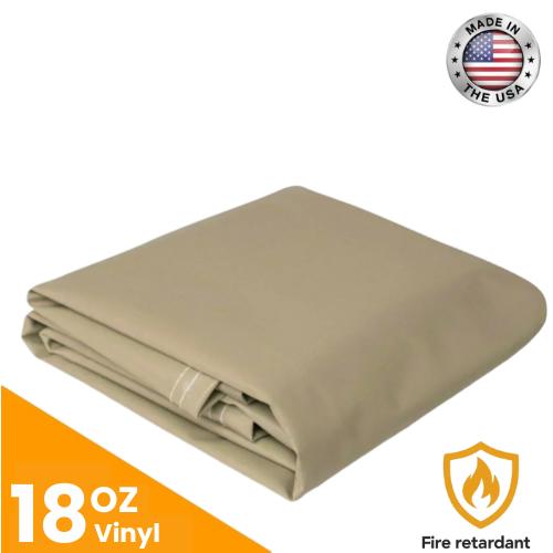 18 oz. Flame Retardant Vinyl Tarp - Tan.