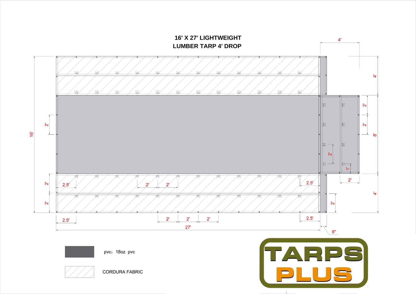 16' x 27' Lightweight Lumber Tarp with 4' Drop Rain Flaps