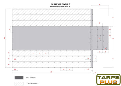 20' x 27' Lightweight Lumber Tarp with 6' Drop Rain Flaps
