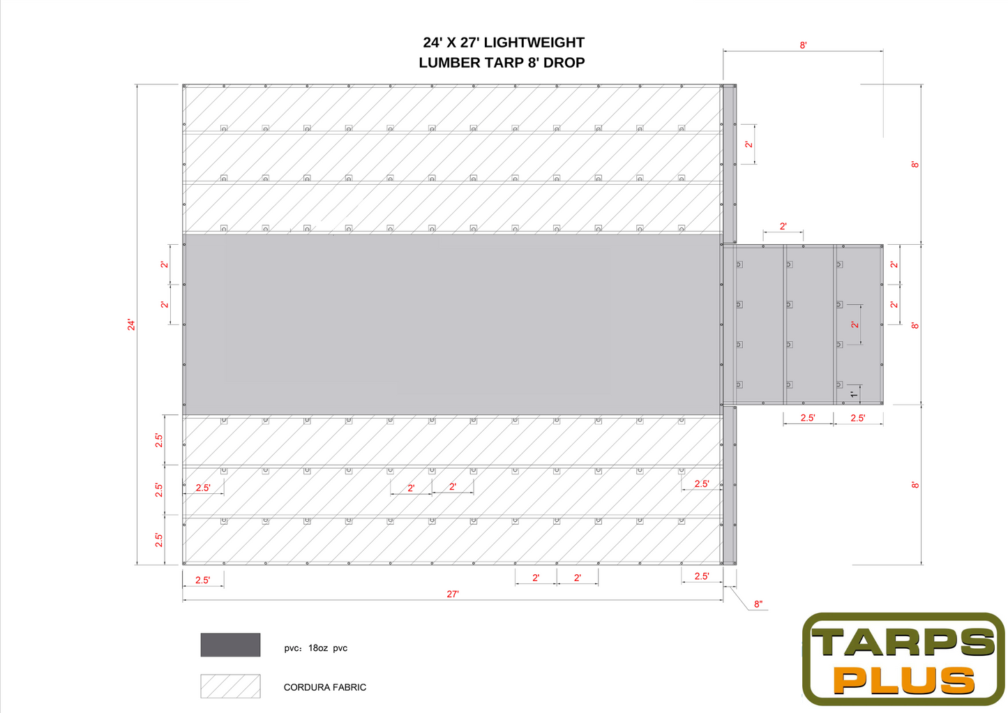 24' x 27' Lightweight Lumber Tarp with 8' Drop Rain Flaps