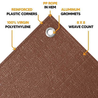 Brown Poly Tarp 12' x 16' - TarpsPlus