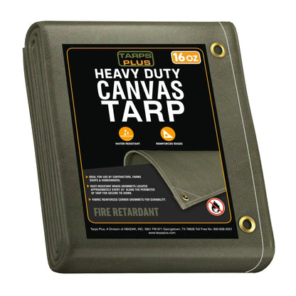 Fire Retardant Canvas Tarp 12' x 16' - TarpsPlus