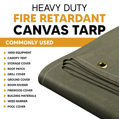 Fire Retardant Canvas Tarp 12' x 16' - TarpsPlus