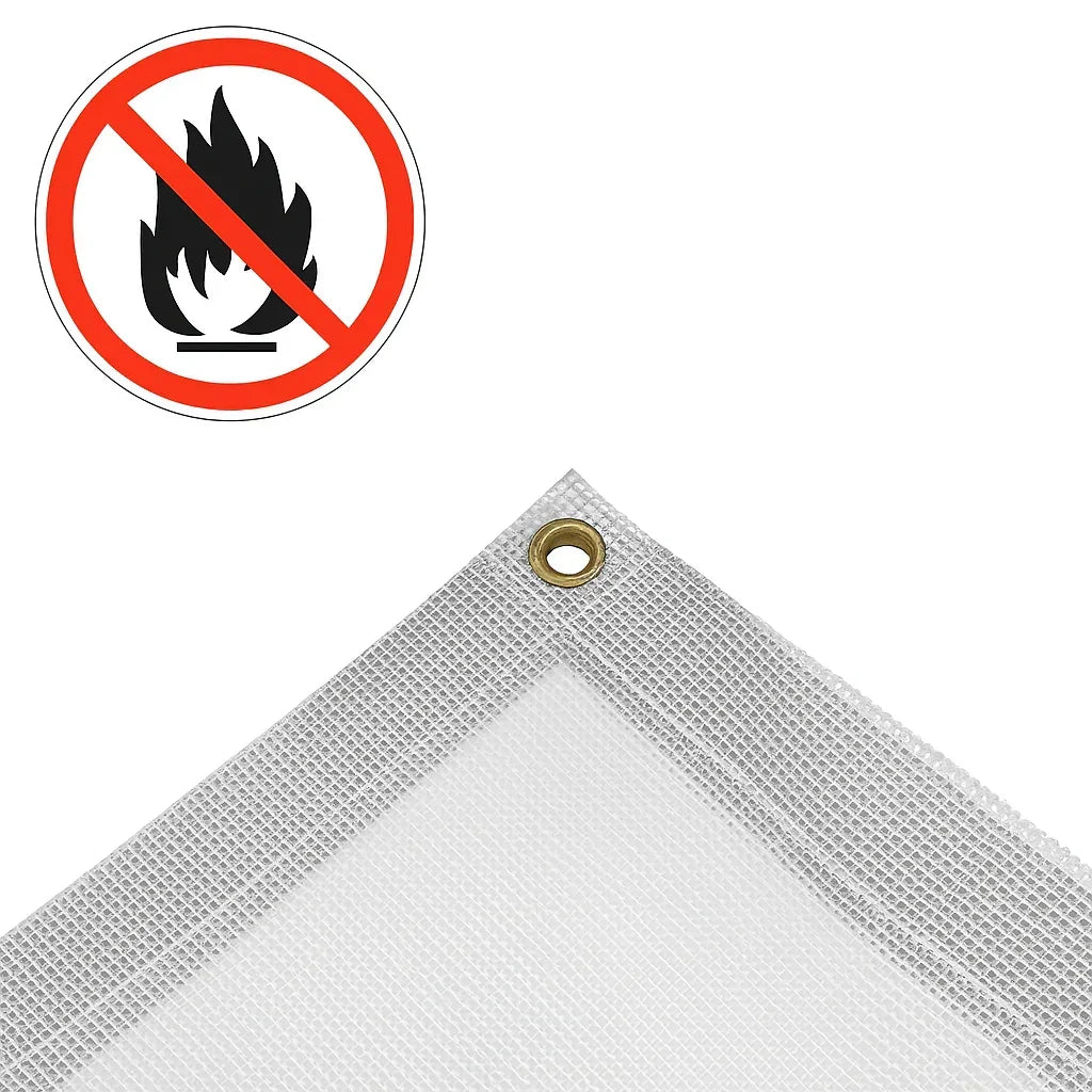 White Flame Retardant 50% Mesh Tarp - TarpsPlus
