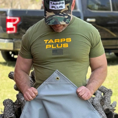 Gray Waterproof Canvas Tarps 20' x 20' - TarpsPlus