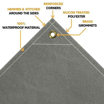 Gray Waterproof Canvas Tarps 20' x 20' - TarpsPlus