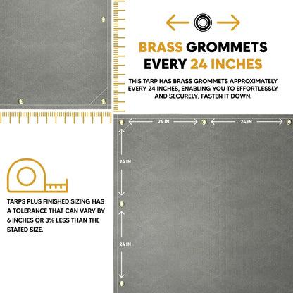 Gray Waterproof Canvas Tarps 20' x 20' - TarpsPlus