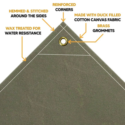 Olive Drab Canvas Tarp 20' x 40' - TarpsPlus