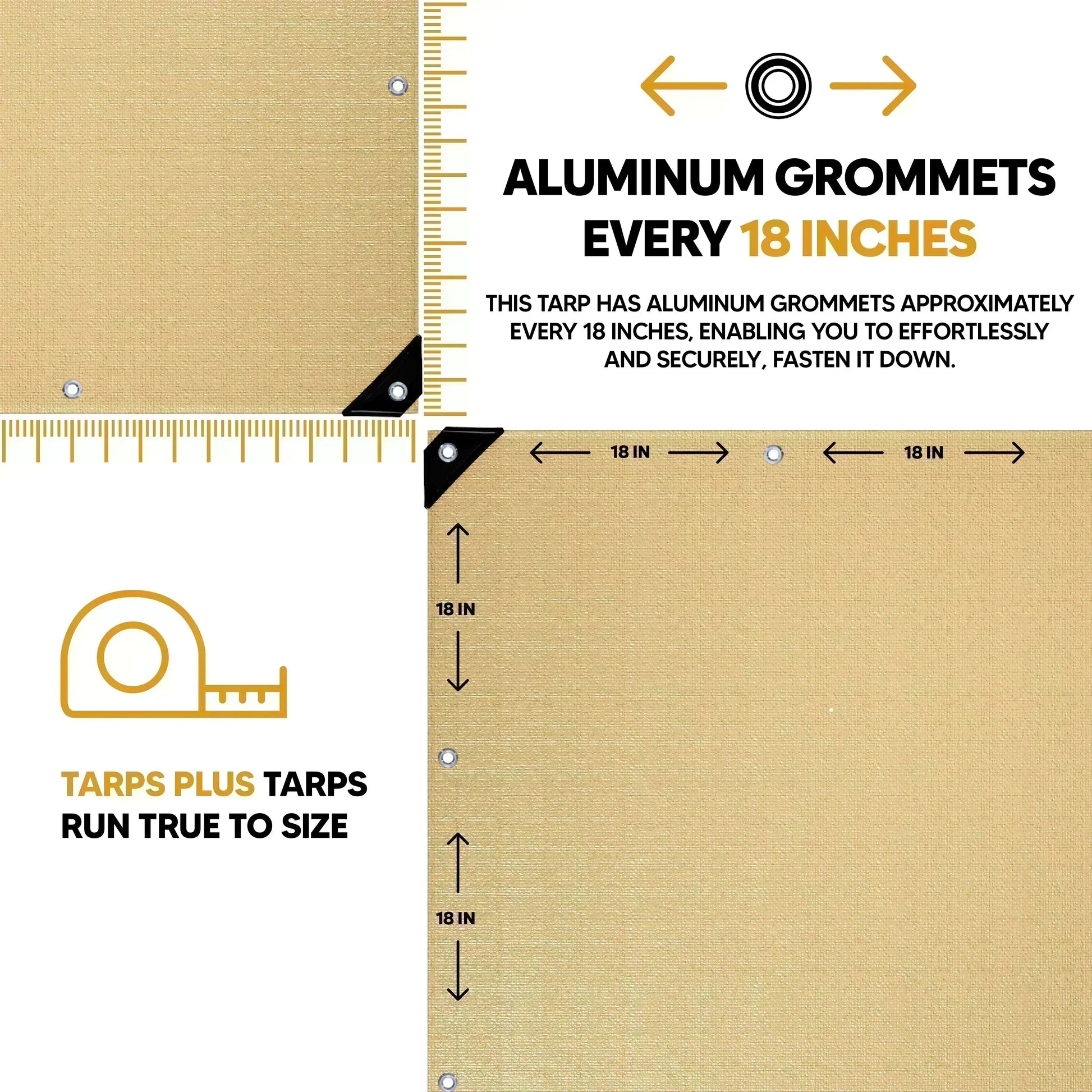 Tan Heavy Duty Poly Tarp Grommet Sizing Template