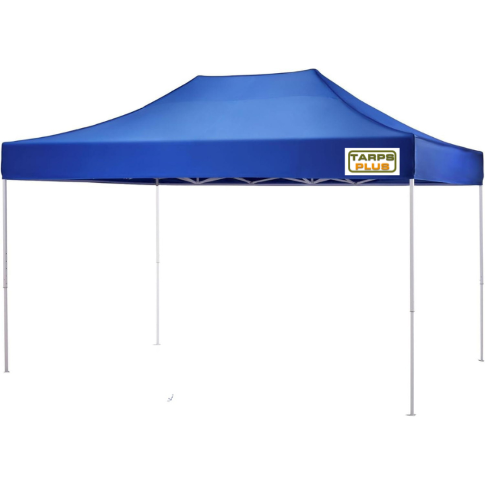 Blue 10x15 pop-up canopy top with high peak design, made for outdoor shelter, events, and vendor setups.