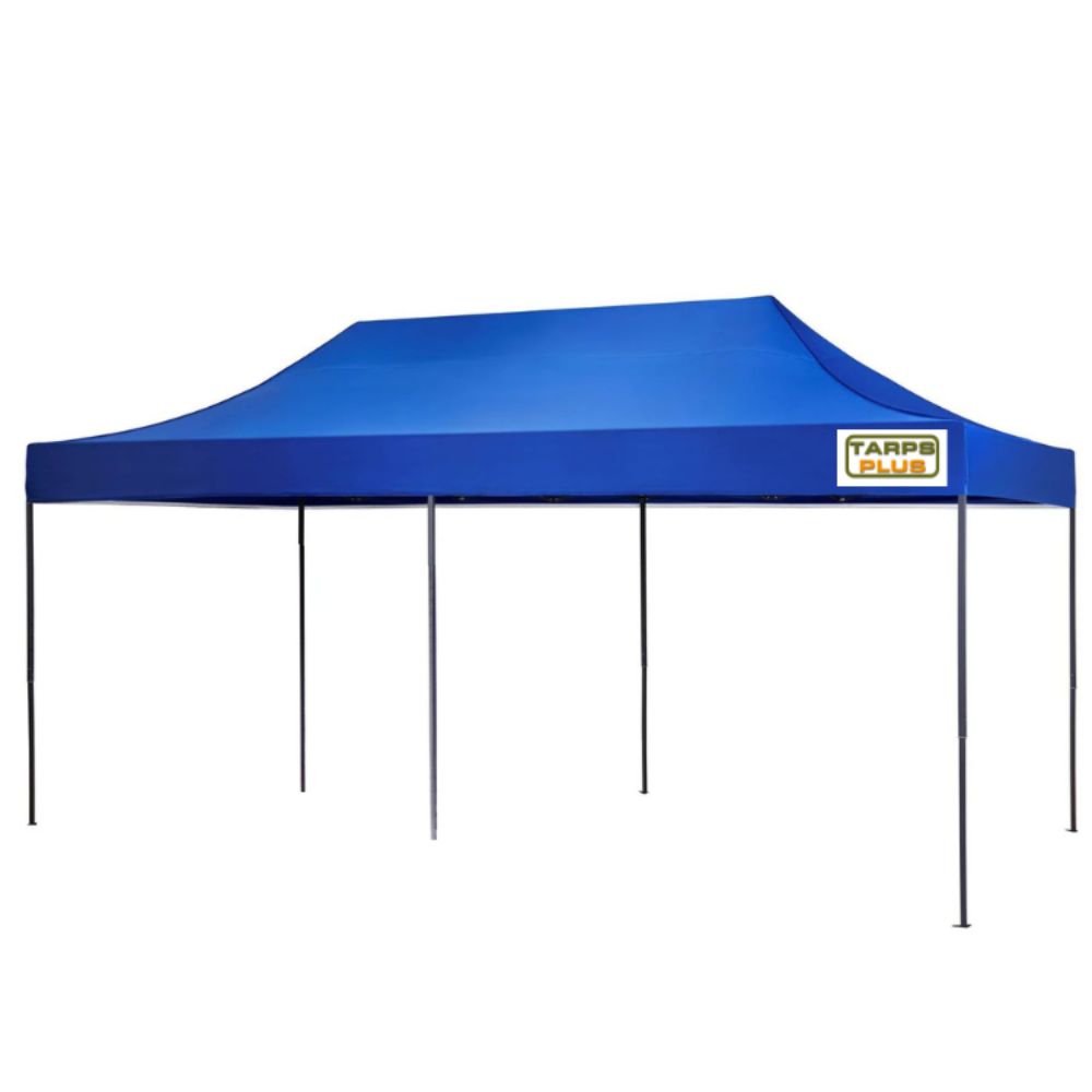 Blue 10x20 pop-up canopy top with high peak design, made for outdoor shelter, events, and vendor setups.