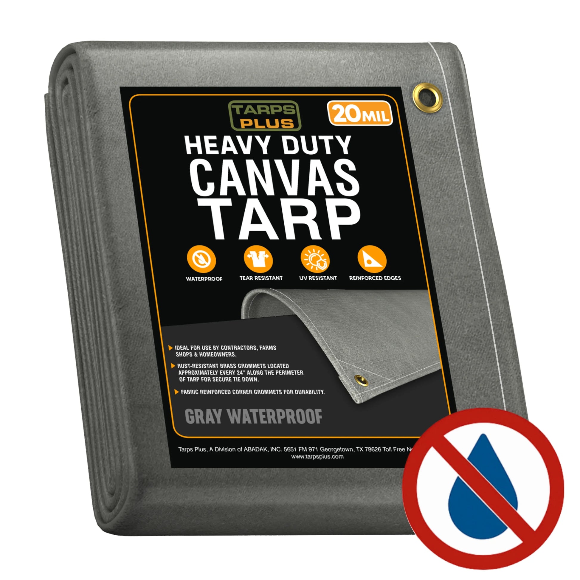 Gray Waterproof Canvas Tarps - TarpsPlus