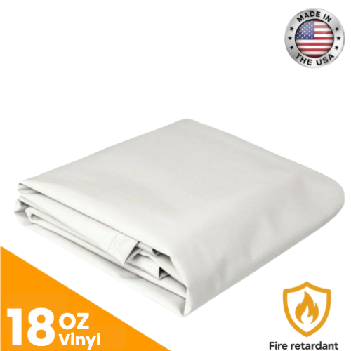 18 oz. Flame Retardant Vinyl Tarp - White.