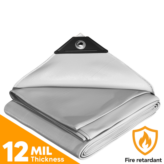 White Fire Retardant Tarps