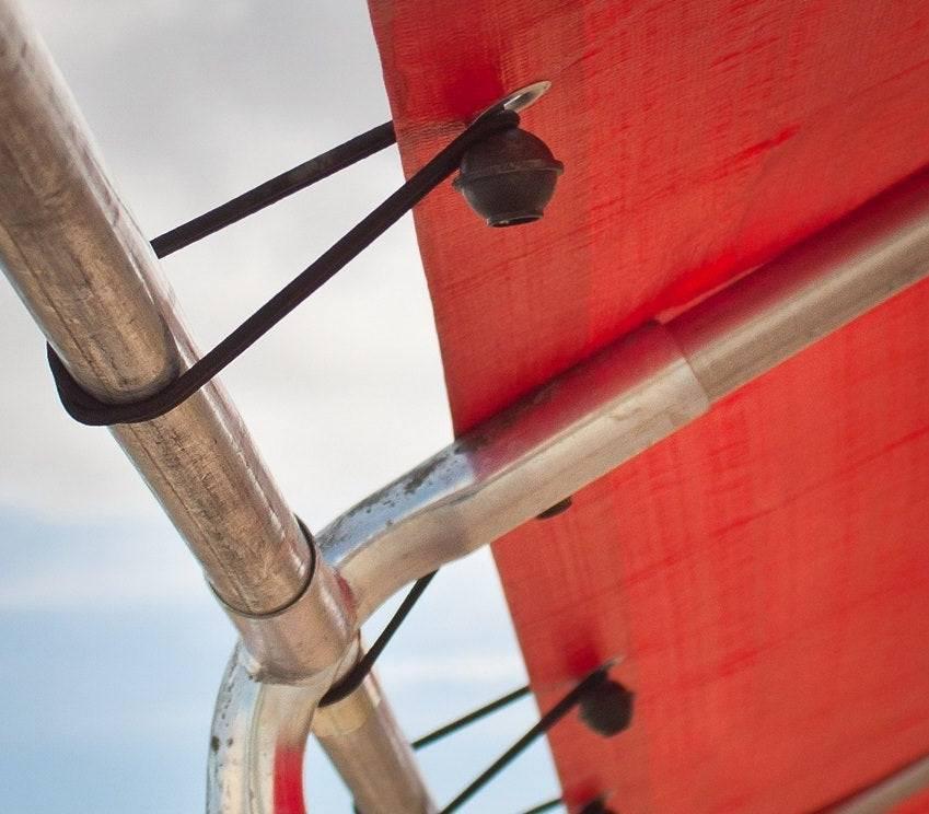 One size ball bungees showing stretch cord tension anchor detail