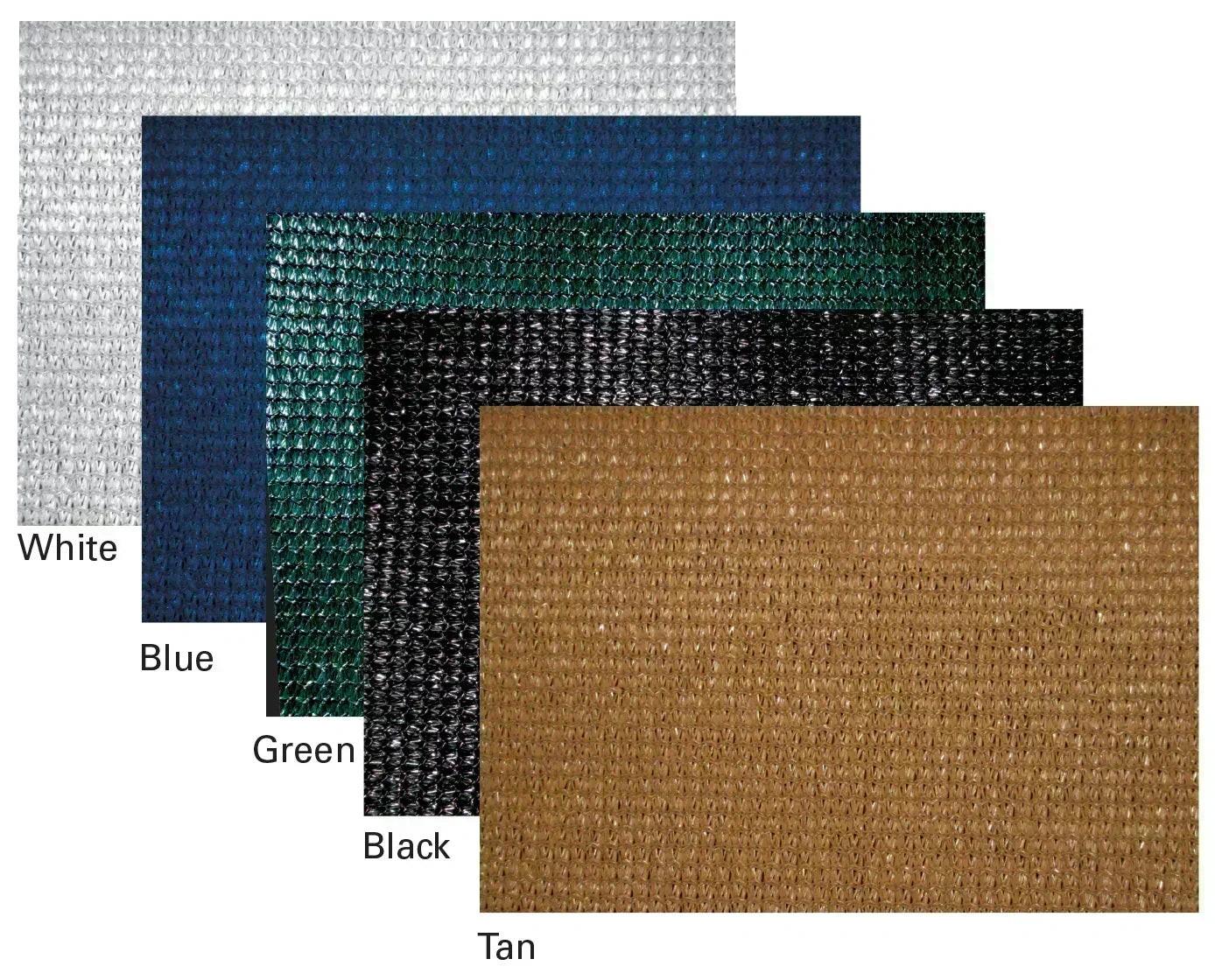 Black 6' x 20' 86% super shade mesh tarp shown with a mesh color collection