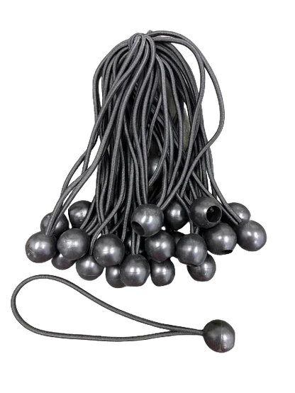 Black one size ball bungees used for heavy duty tarp securement