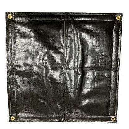 Black insulated poly tarp 6' x 25' functioning as a thermal shield cover for outdoor applications