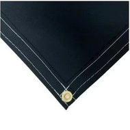 Black 10' x 16' polyester waterproof canvas tarp featuring reinforced edge and corner support