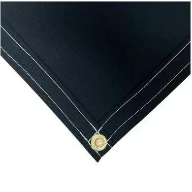 Black 8' x 12' polyester waterproof canvas tarp featuring reinforced stitched corner support