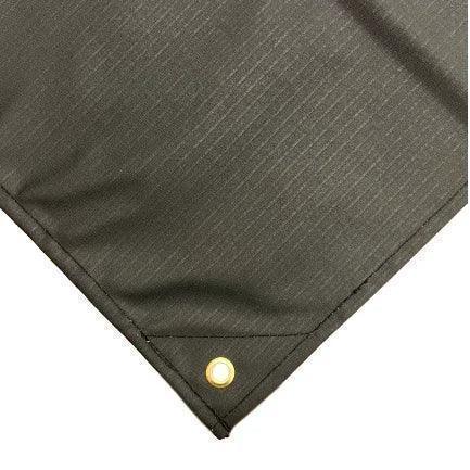 Black 6' x 10' folded waterproof canvas tarp displayed with strong utility material
