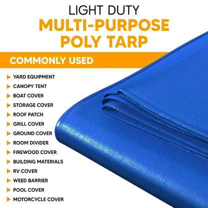30' x 60' Blue Poly Tarps with reinforced grommets along the edge
