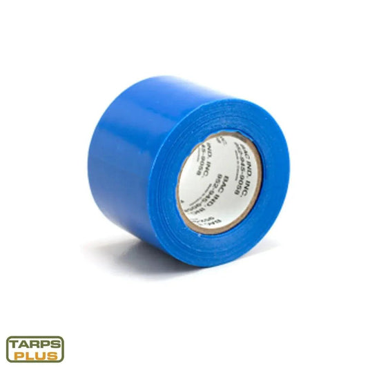 Blue 2" x 35' tarp tape providing weatherproof sealing for tarp materials