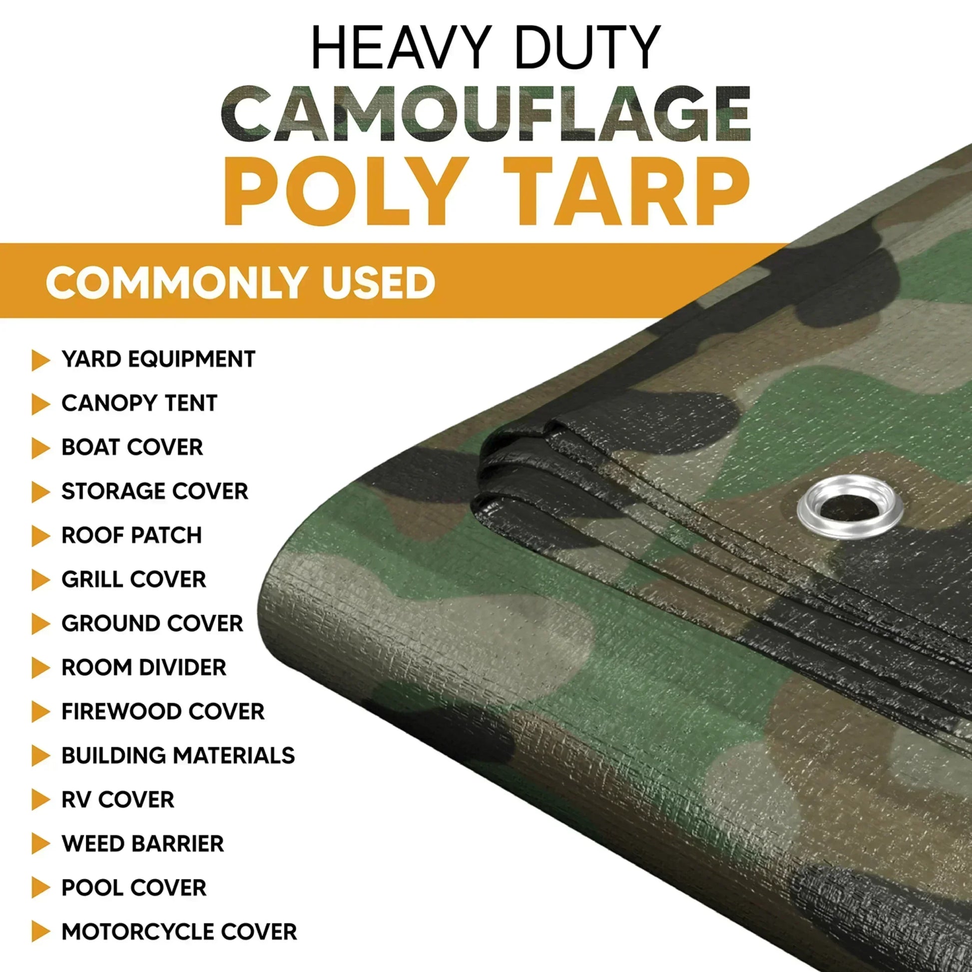 Camouflage 30' x 40' forest tarp suitable for storage shielding and outdoor coverage tasks