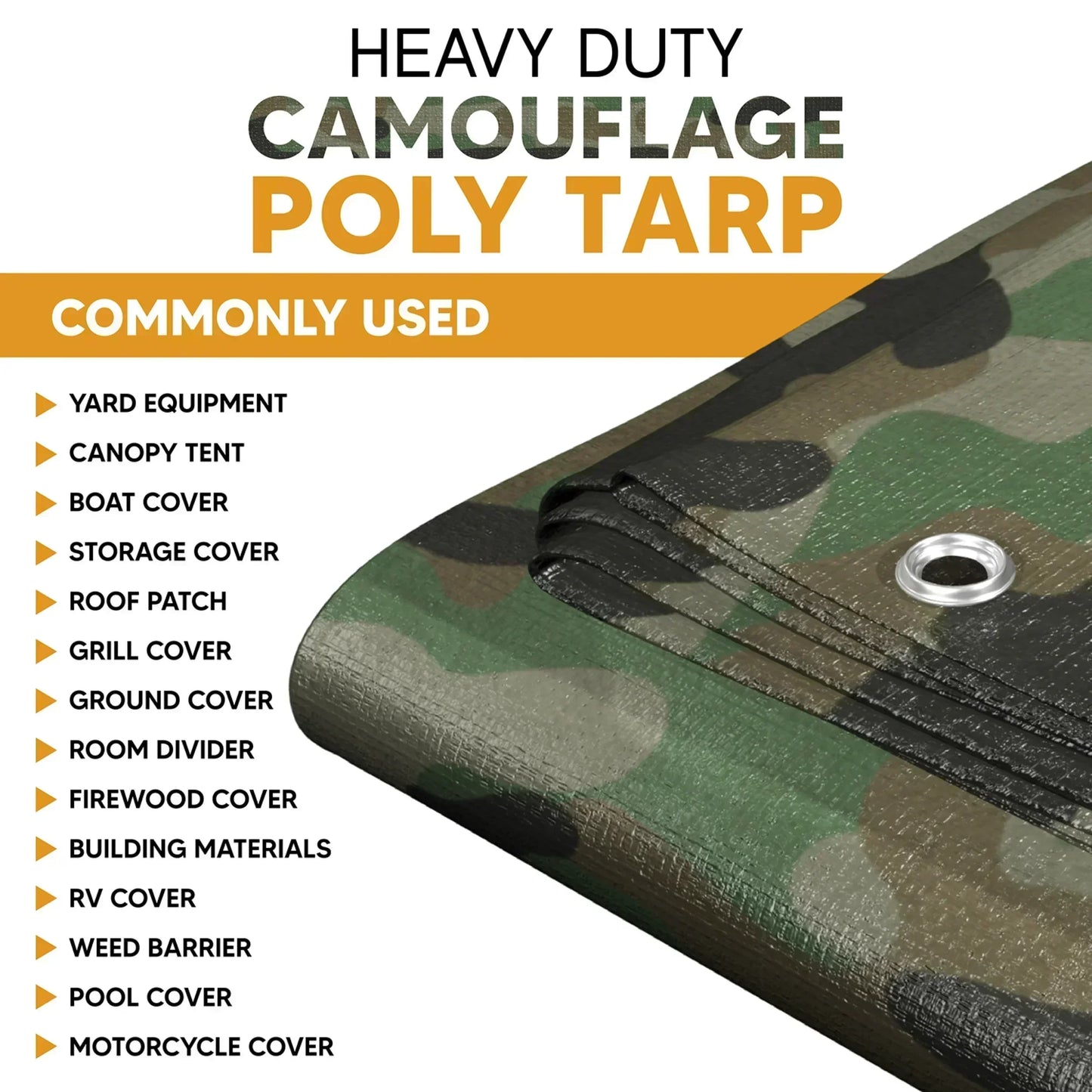 Camouflage 12' x 16' tarps suitable for equipment coverage and outdoor barrier tasks