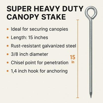 Heavy Duty Canopy Stake 15" - TarpsPlus