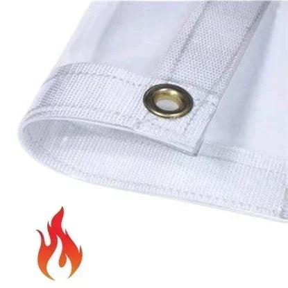 Clear 20' x 40' fire retardant vinyl tarp featuring see through edge support