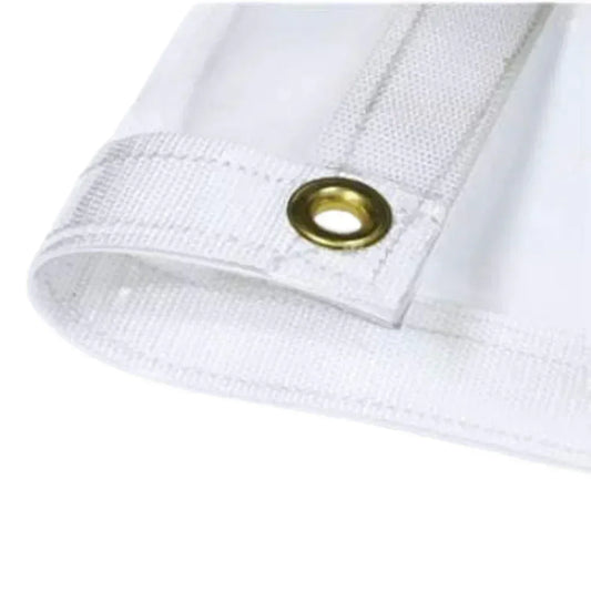 Clear 6' x 8' fire retardant vinyl tarp with durable corner anchor reinforcement
