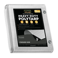 Clear 14' x 20' large visibility tarp created for outdoor protection and utility coverage