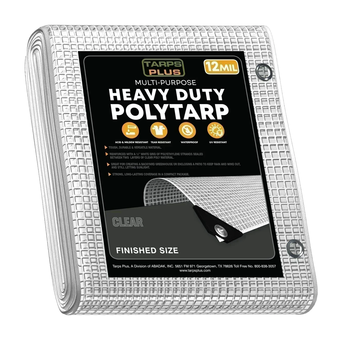 Clear Poly Tarp 8' x 10' by Tarps Plus