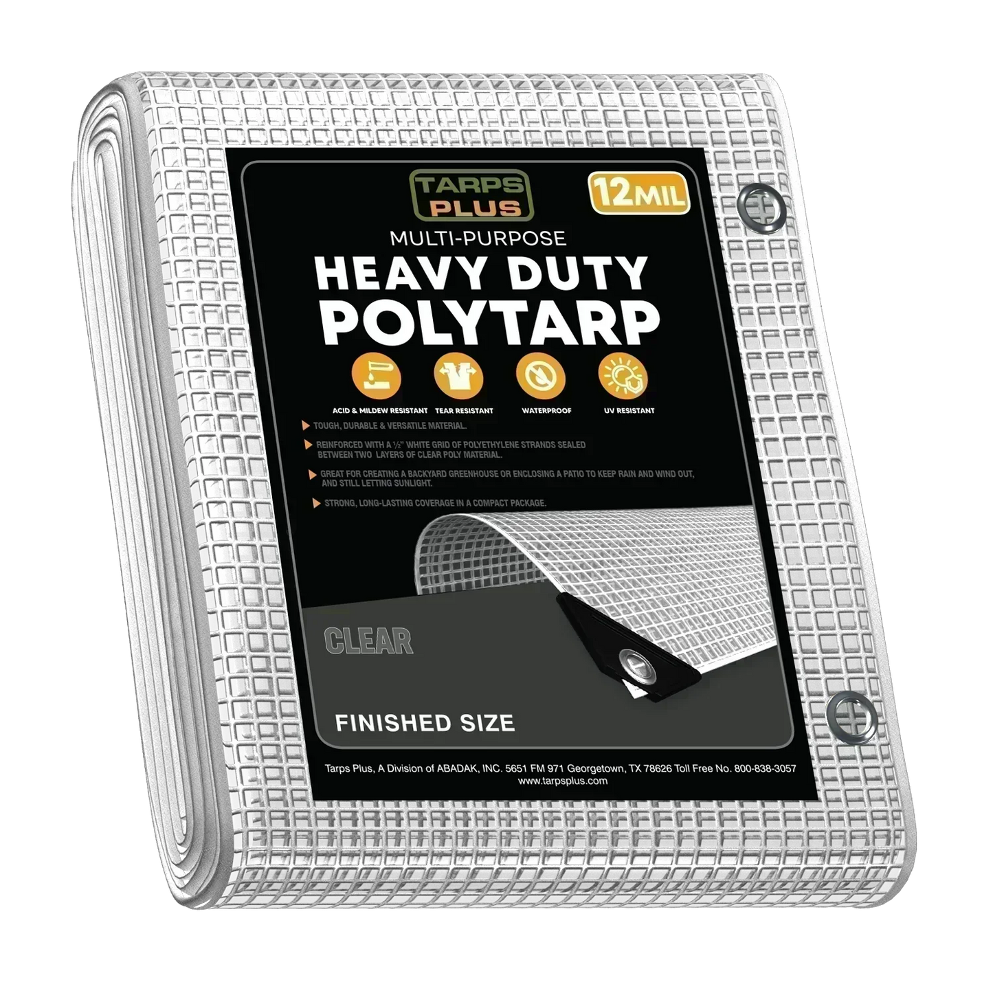 Clear 16' x 20' clean weather tarps designed for outdoor utility and barrier coverage