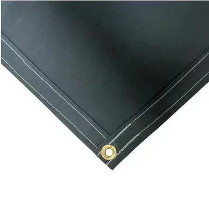 Gray 20' x 20' polyester waterproof canvas tarp with rugged reinforced stitched edges