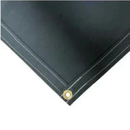 Gray 20' x 20' polyester waterproof canvas tarp with rugged reinforced stitched edges